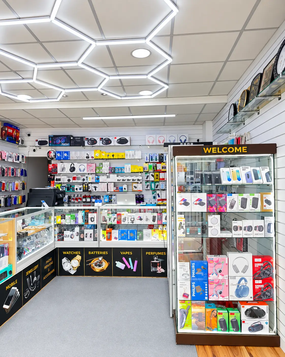 Inside MH Connect showing the main counter and product displays